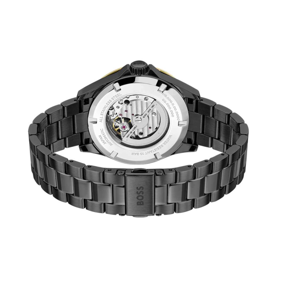BOSS Troper Automatic HB1514203 Zwart en goudkleurig herenhorloge van staal - Ø 42 mm