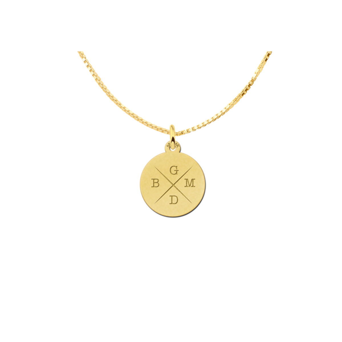 Gouden hanger met vier initialen