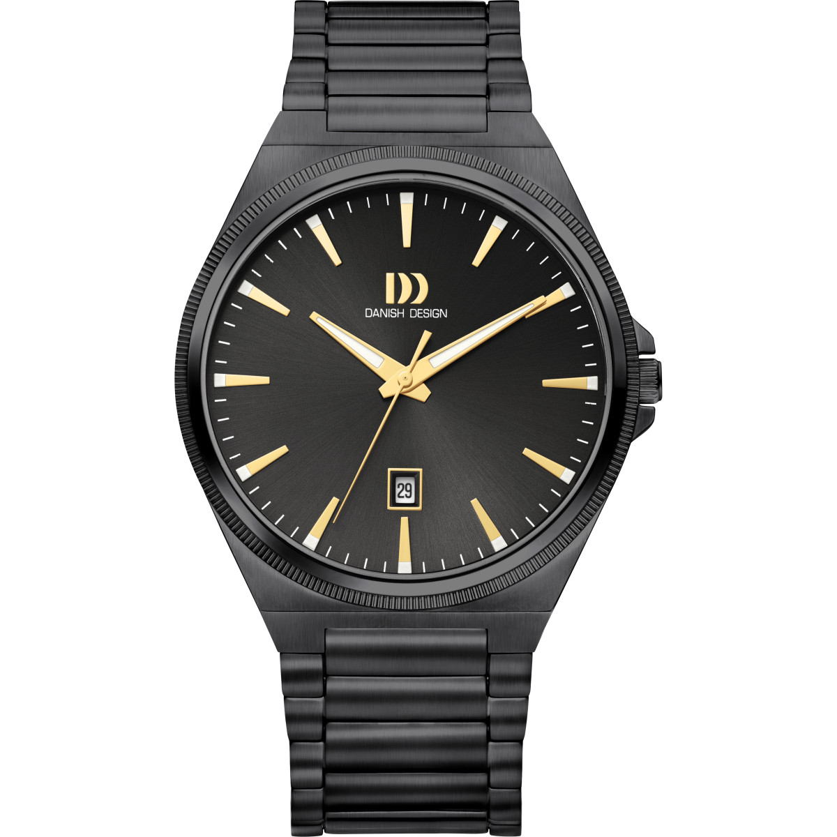 Danish Design DKx Pro Gun IQ96Q1303 Zwart herenhorloge met goudkleurige wijzers 40 mm
