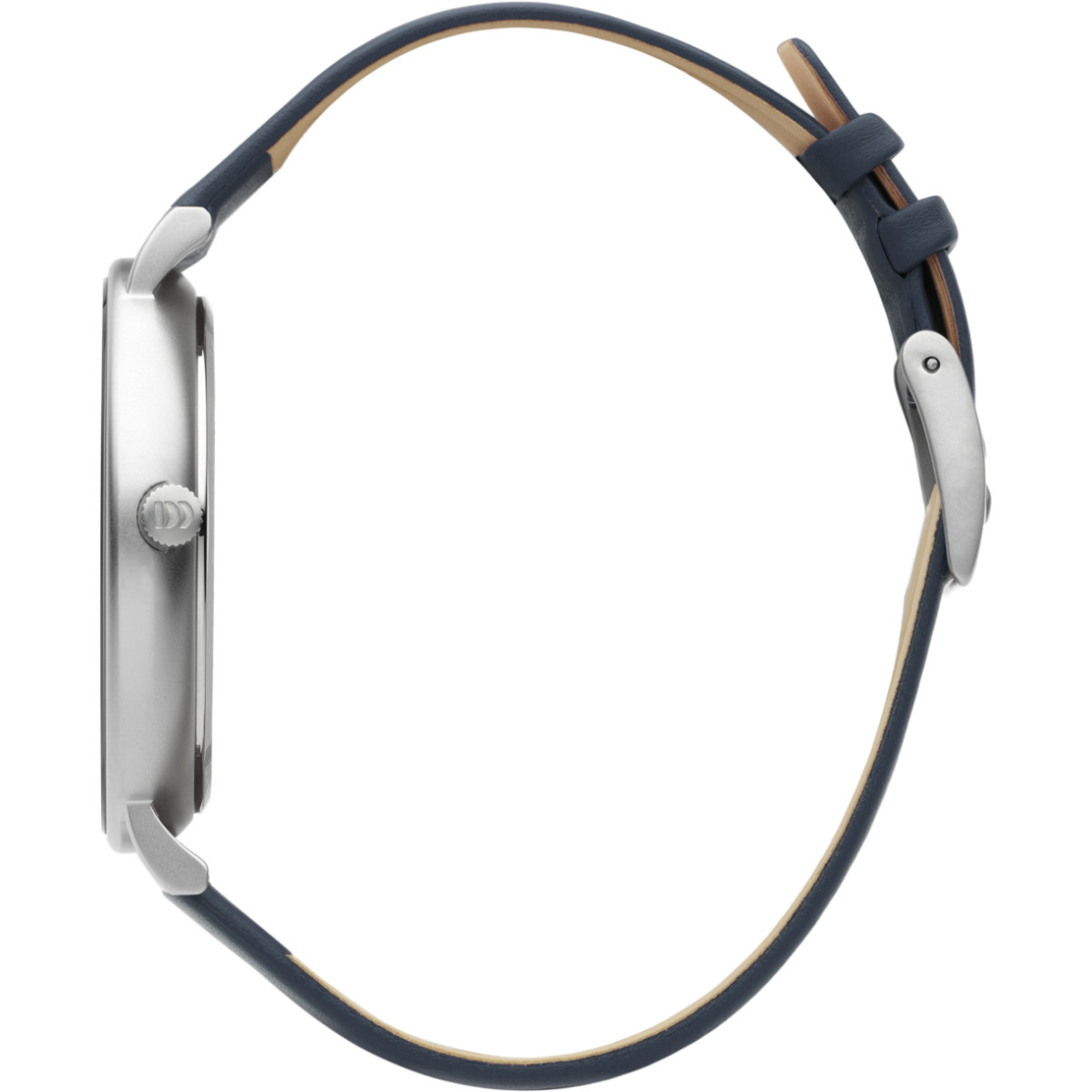 Danish Design Frihed Måne IQ22Q1260 dameshorloge van staal met blauwlederen band - Ø 39 mm
