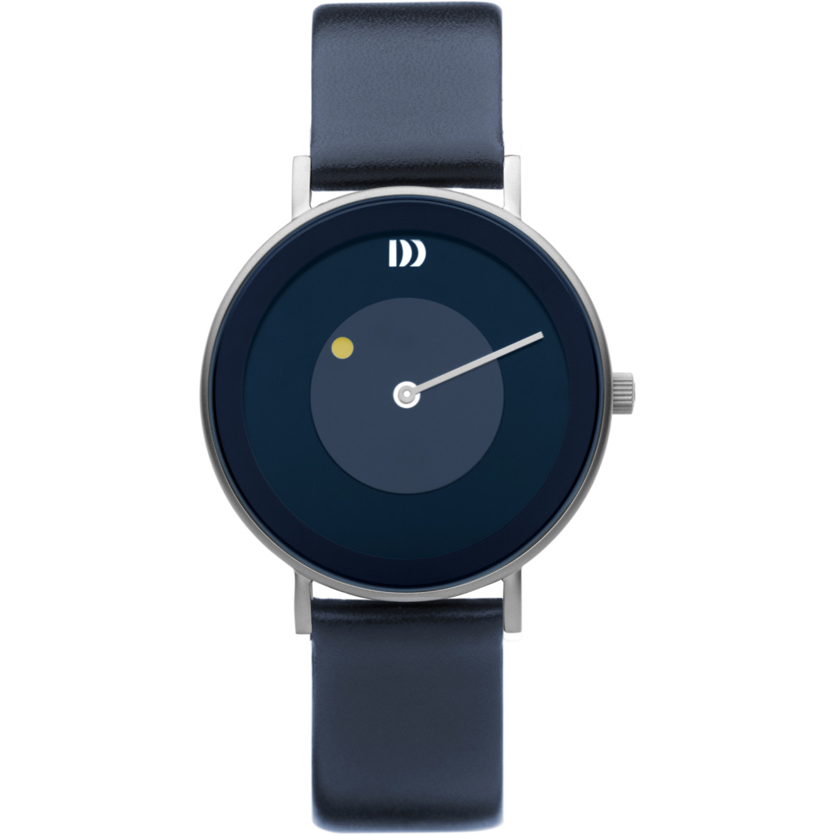 Danish Design Frihed Måne IQ22Q1260 dameshorloge van staal met blauwlederen band - Ø 39 mm