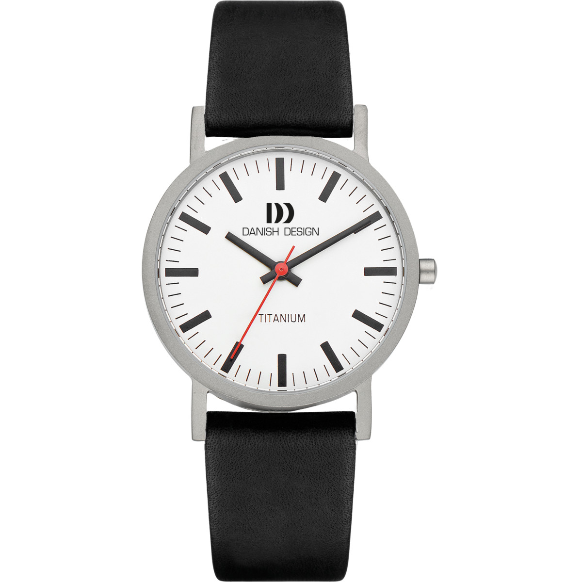 Danish Design Gløbe Rhine IQ14Q199 herenhorloge van titanium met zwartleren band - Ø 35 mm