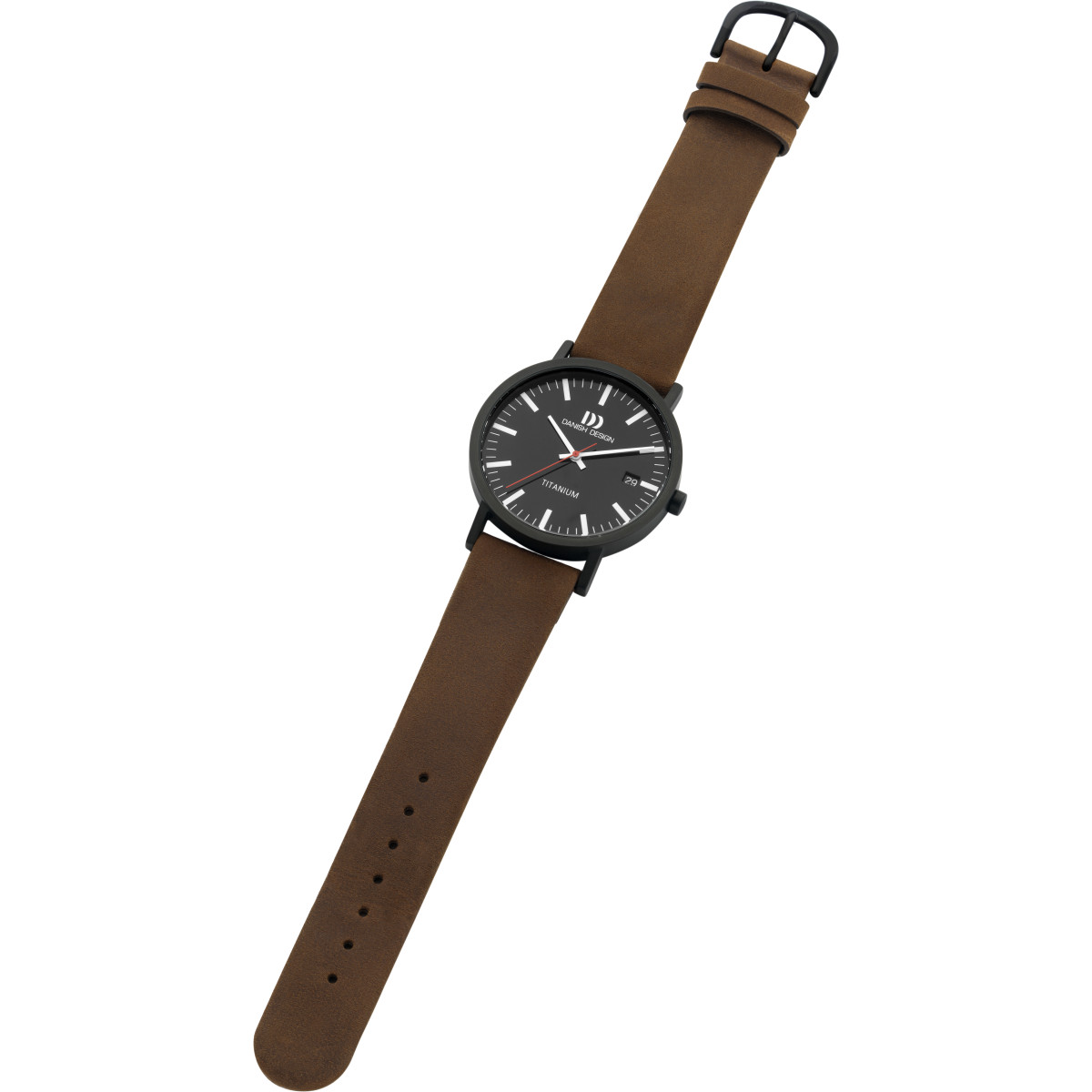 Danish Design Gløbe Rhine IQ34Q1273 - Herenhorloge van titanium met leren band