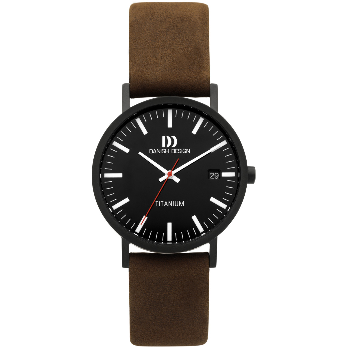 Danish Design Gløbe Rhine IQ34Q199 - Herenhorloge van titanium met leren band