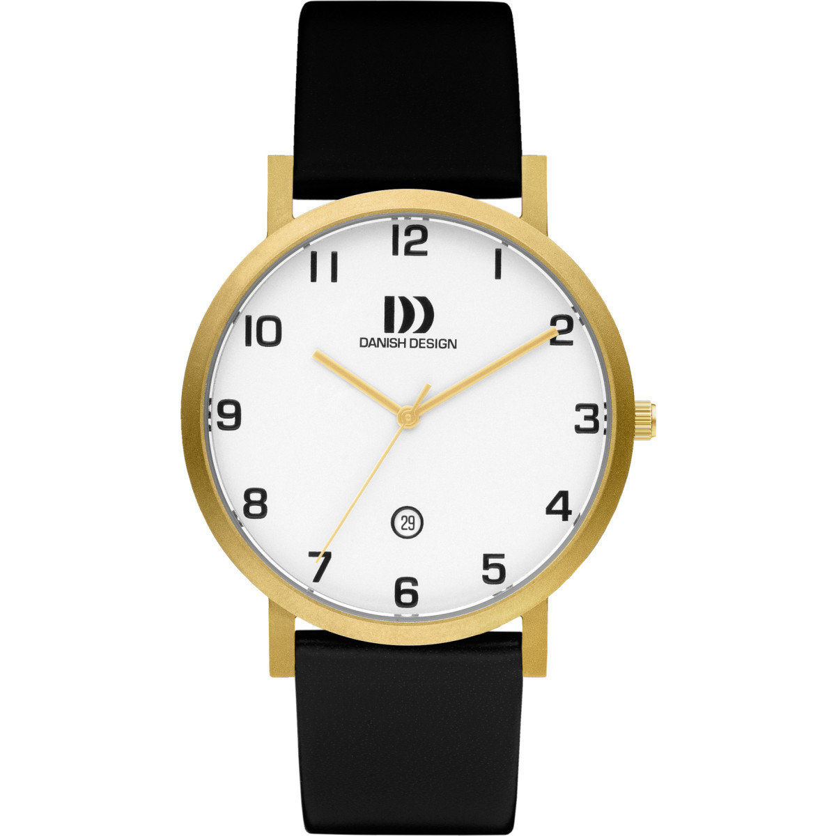 Danish Design Gløbe RhôNE IQ15Q1107 herenhorloge van titanium met zwartleren band - Ø 40 mm