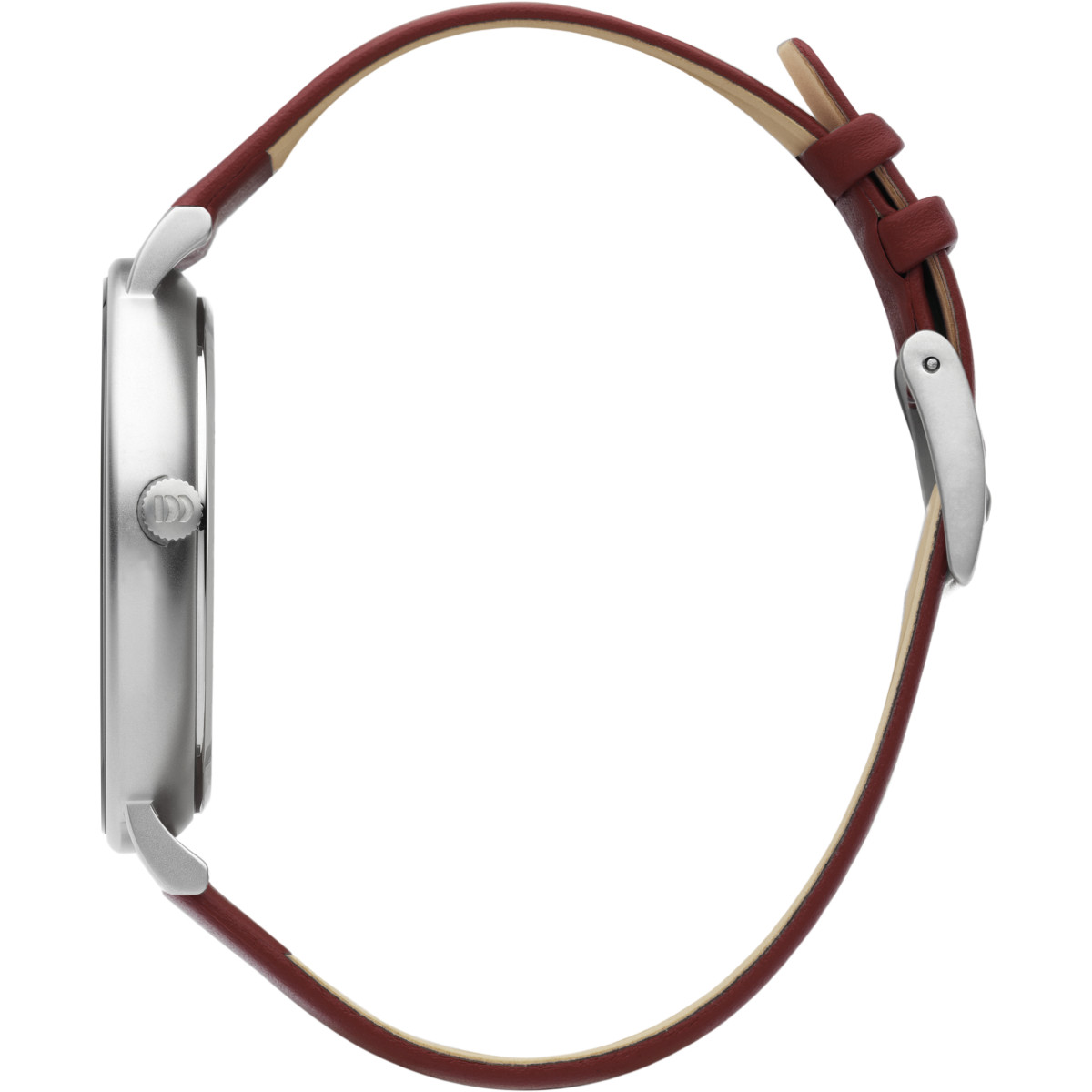 Danish Design Måne IQ24Q1260 Dameshorloge met ronde stalen kast en rode leren band 39 mm