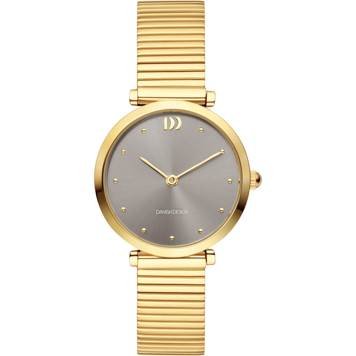 Danish Design Pure Ava Grey IV83Q1301 Grijs beige dameshorloge goudkleurig 28 mm