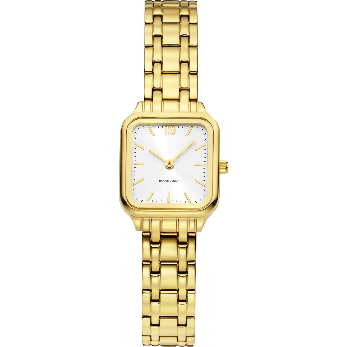 Danish Design Pure Sophie IV05Q1309 gold plated horloge voor dames met vierkante kast en schakelband