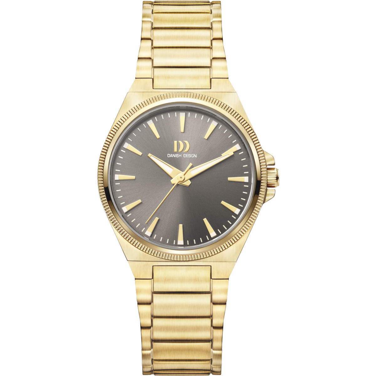 Danish Design Tidløs DKx Pro Grey IV84Q1303 Goudkleurig dameshorloge met bruin-grijs 29 mm