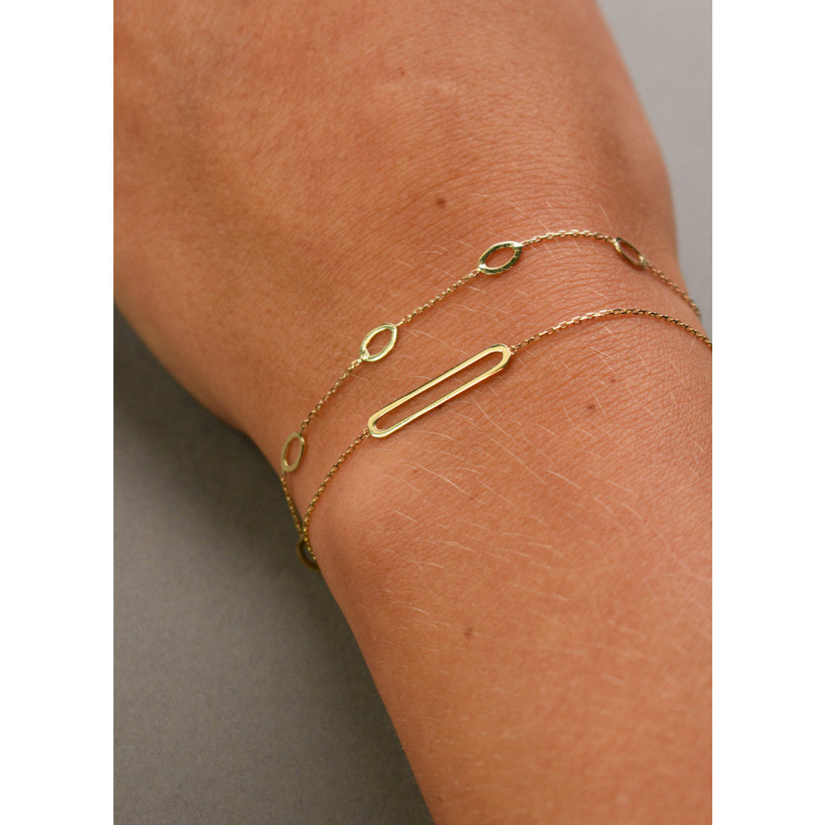 Jackie Bahia Oval Gold JKB21.083 Armband met ovale details van 14 karaat geelgoud - Lengte 17-18-19 cm