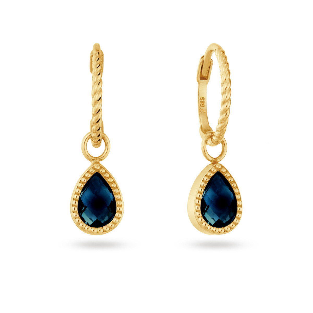 Jackie Gold Amstel JKE26.617 14-karaat gouden oorringen met druppel blauwe topaas - Hoogte 22 mm