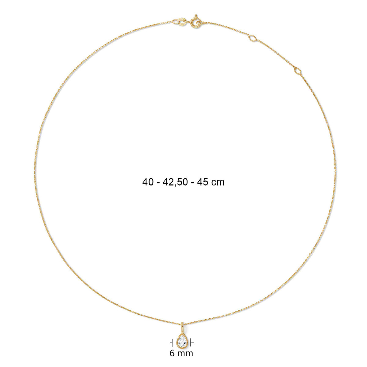 Jackie Gold Amstel JKN26.616 14-karaat gouden ketting met druppel topaas hanger - Lengte 40-42.5-45 cm