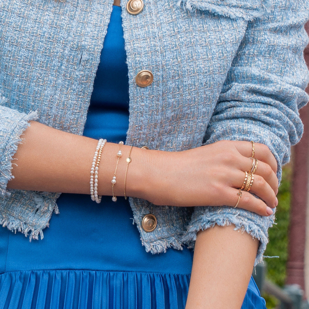Jackie Gold Amsterdam JKB25.575 Armband van 14-karaat geelgoud met rond element van 6 mm - Lengte 16-17-18 cm