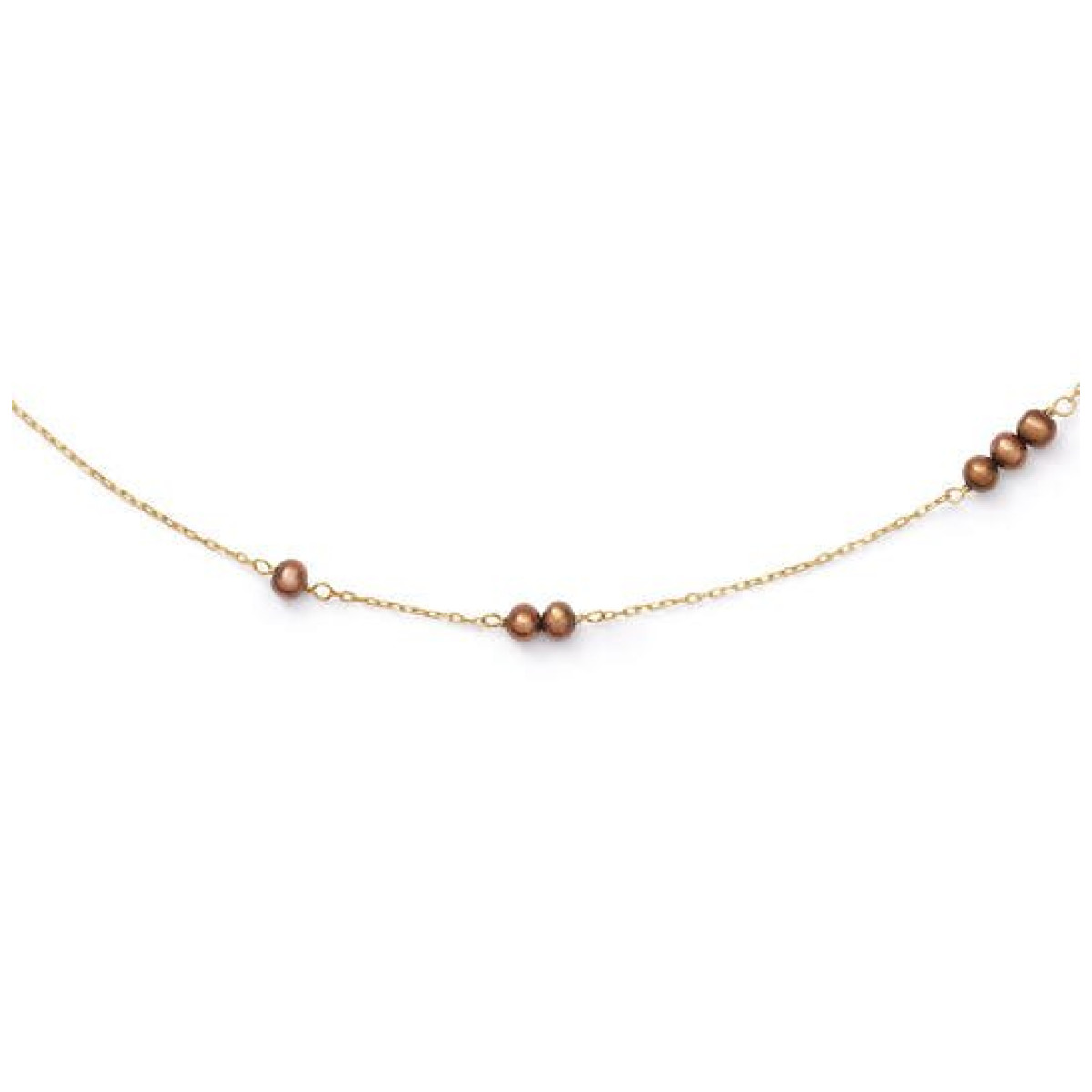 Jackie Gold Baobab JKN26.653 14k gouden ketting met bruine parels 3 mm breed - Lengte 40-42.5-45 cm