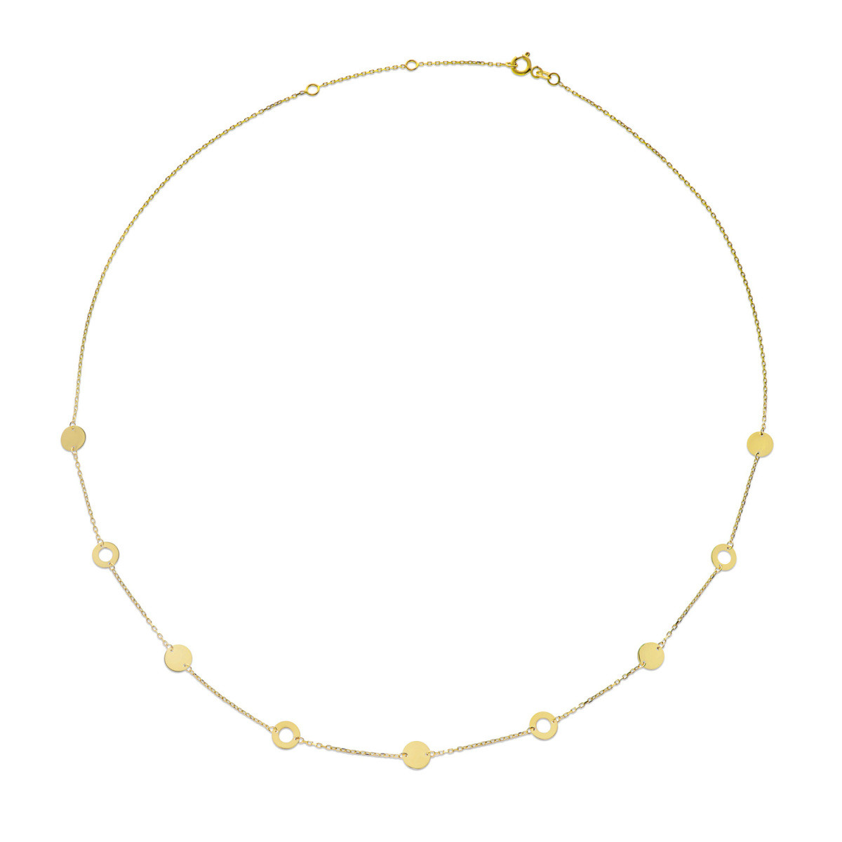 Jackie Gold Barceloneta JKN23.302 ketting van 14-karaat goud met stijlvolle schijfjes - Lengte 45-47.5-50 cm