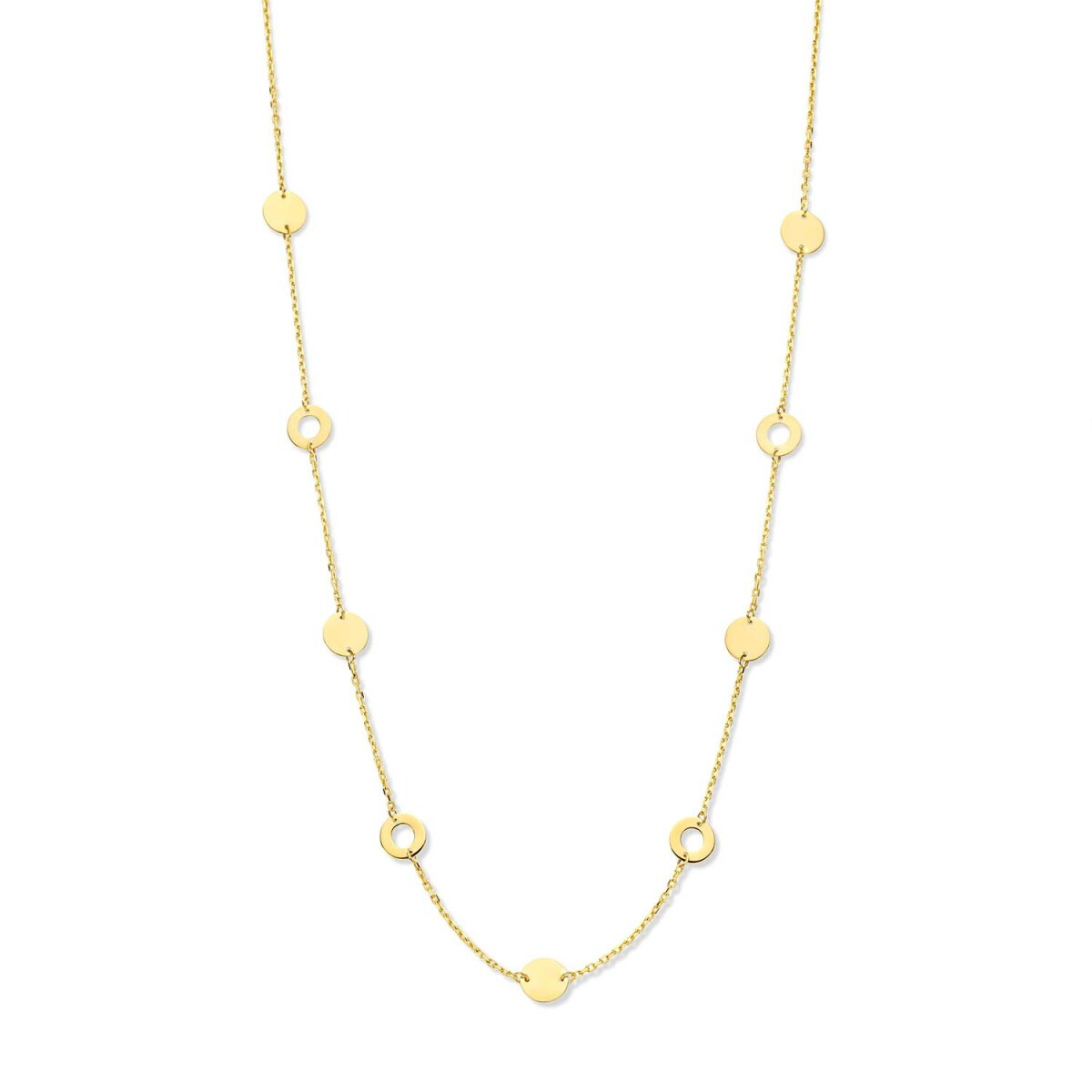 Jackie Gold Barceloneta JKN23.302 ketting van 14-karaat goud met stijlvolle schijfjes - Lengte 45-47.5-50 cm