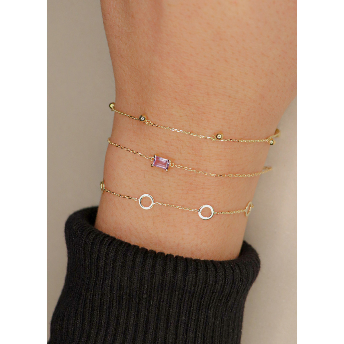 Jackie Gold Bubbles JKB20.057 Armband met bolletjes in 14 karaat geelgoud - Lengte 16-17-18 cm