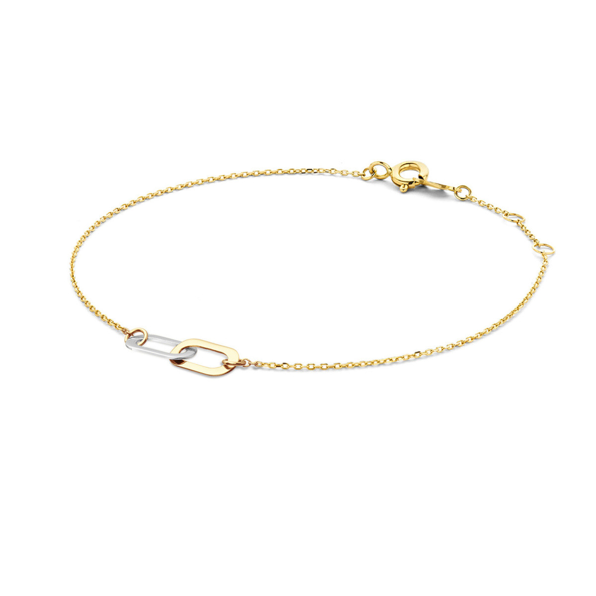 Jackie Gold Cannaregio JKB24.482 Armband van 14-karaat geel- en witgoud en ovale elementen - Lengte 16-17-18 cm