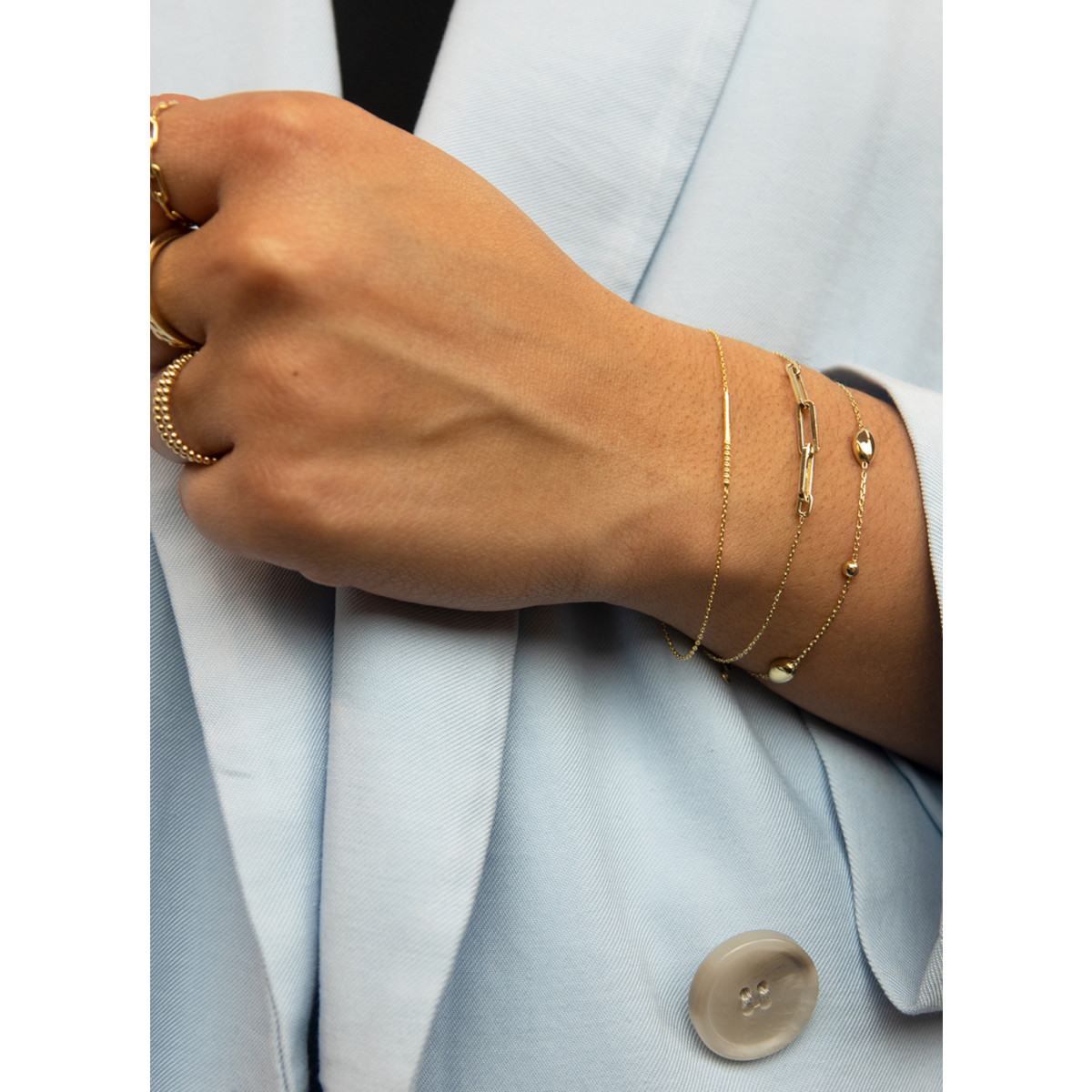 Jackie Gold Capri Link JKB22.205 14-karaat gouden armband met brede schakels - Lengte 16-17-18 cm
