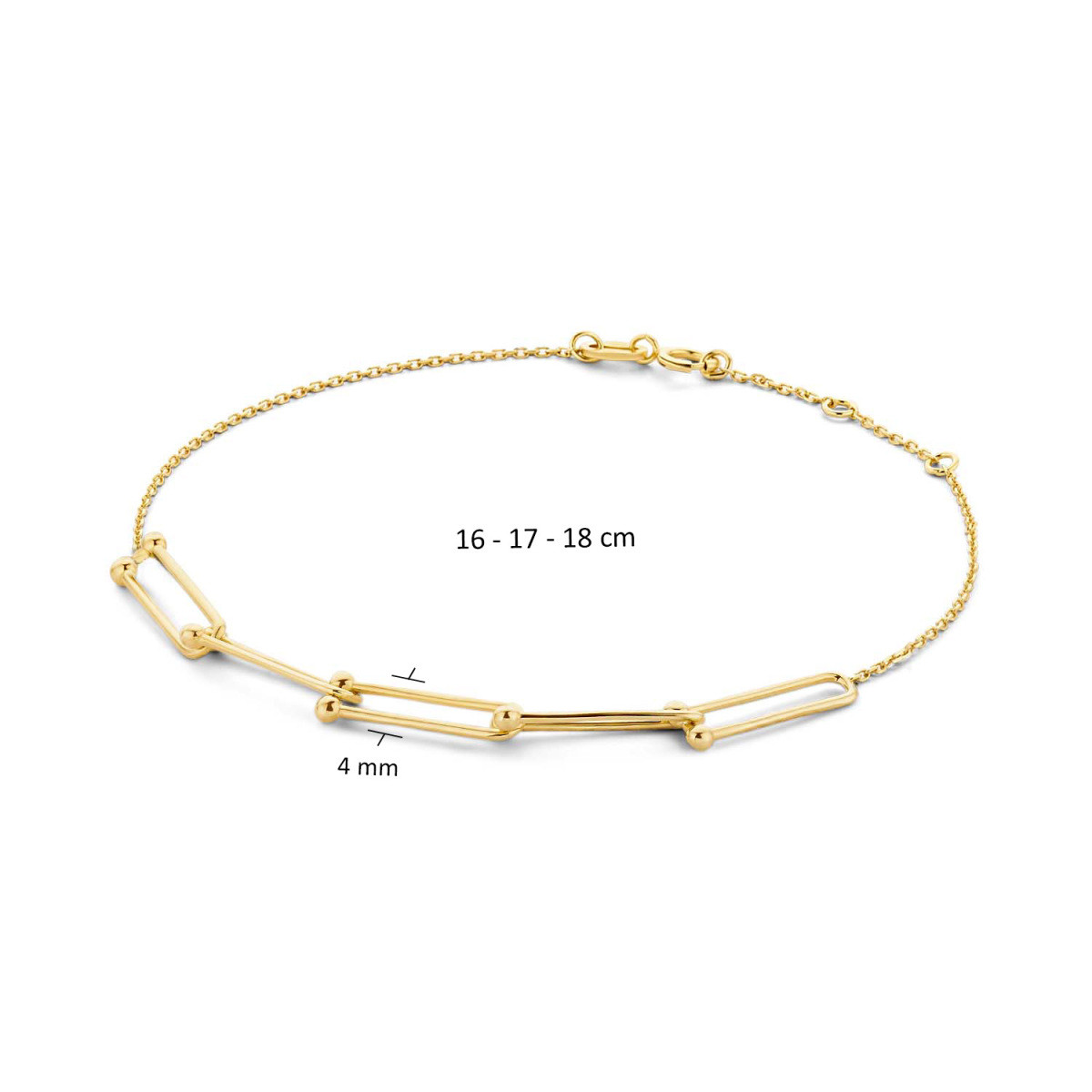 Jackie Gold Capri Link JKB22.205 14-karaat gouden armband met brede schakels - Lengte 16-17-18 cm