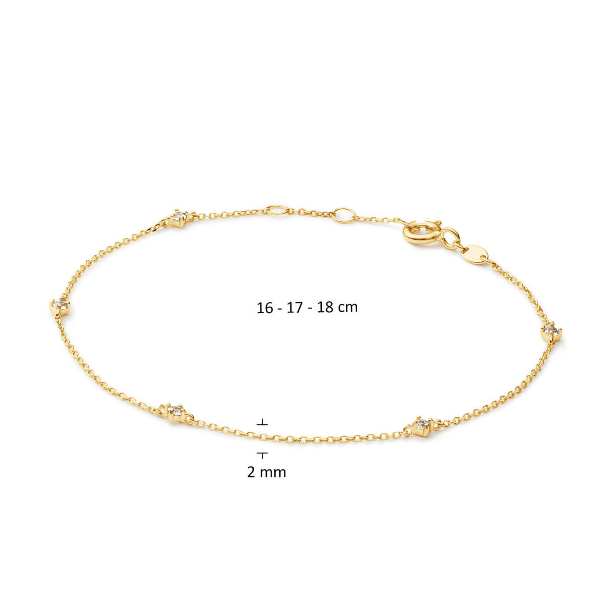 Jackie Gold Celebration JKB25.585 Armband van14-karaat geelgoud met transparante topaas - Lengte 16-17-18 cm