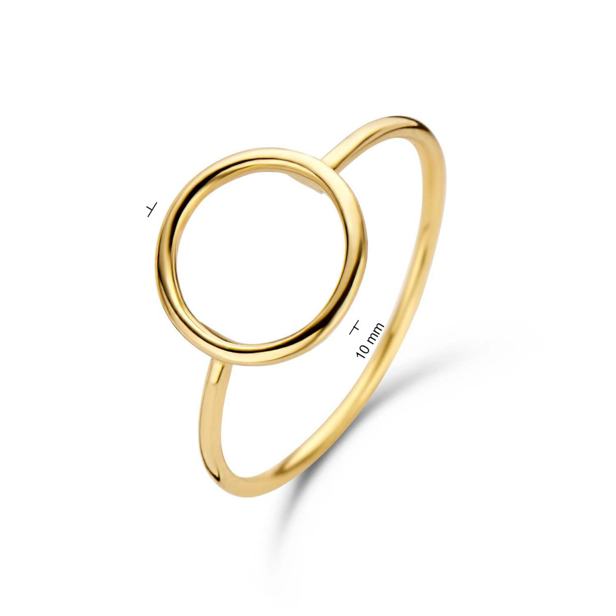 Jackie Gold Circle Silhouette JKR20.070 14k gouden ring met open cirkel 10 mm breed