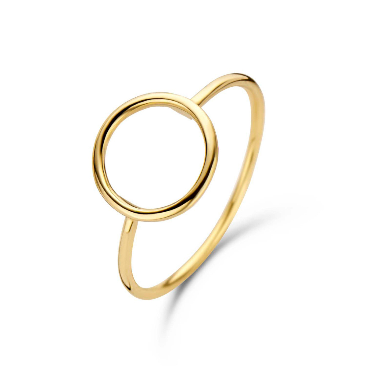 Jackie Gold Circle Silhouette JKR20.070 14k gouden ring met open cirkel 10 mm breed