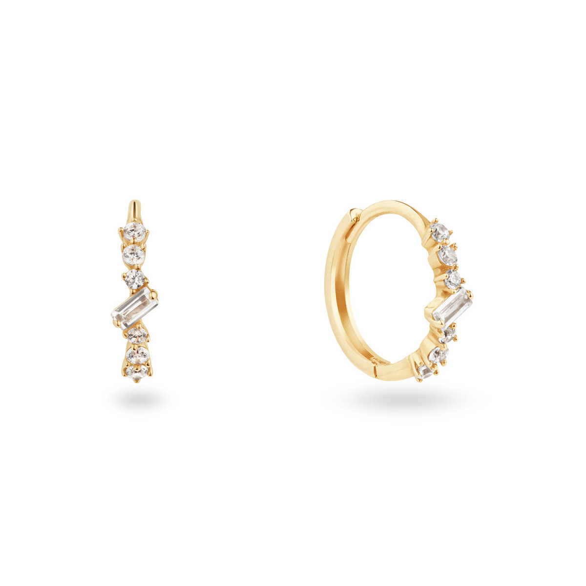 Jackie Gold Clifton JKE26.640 14-karaat gouden oorringen met transparante topaas rij - Diameter 12 mm