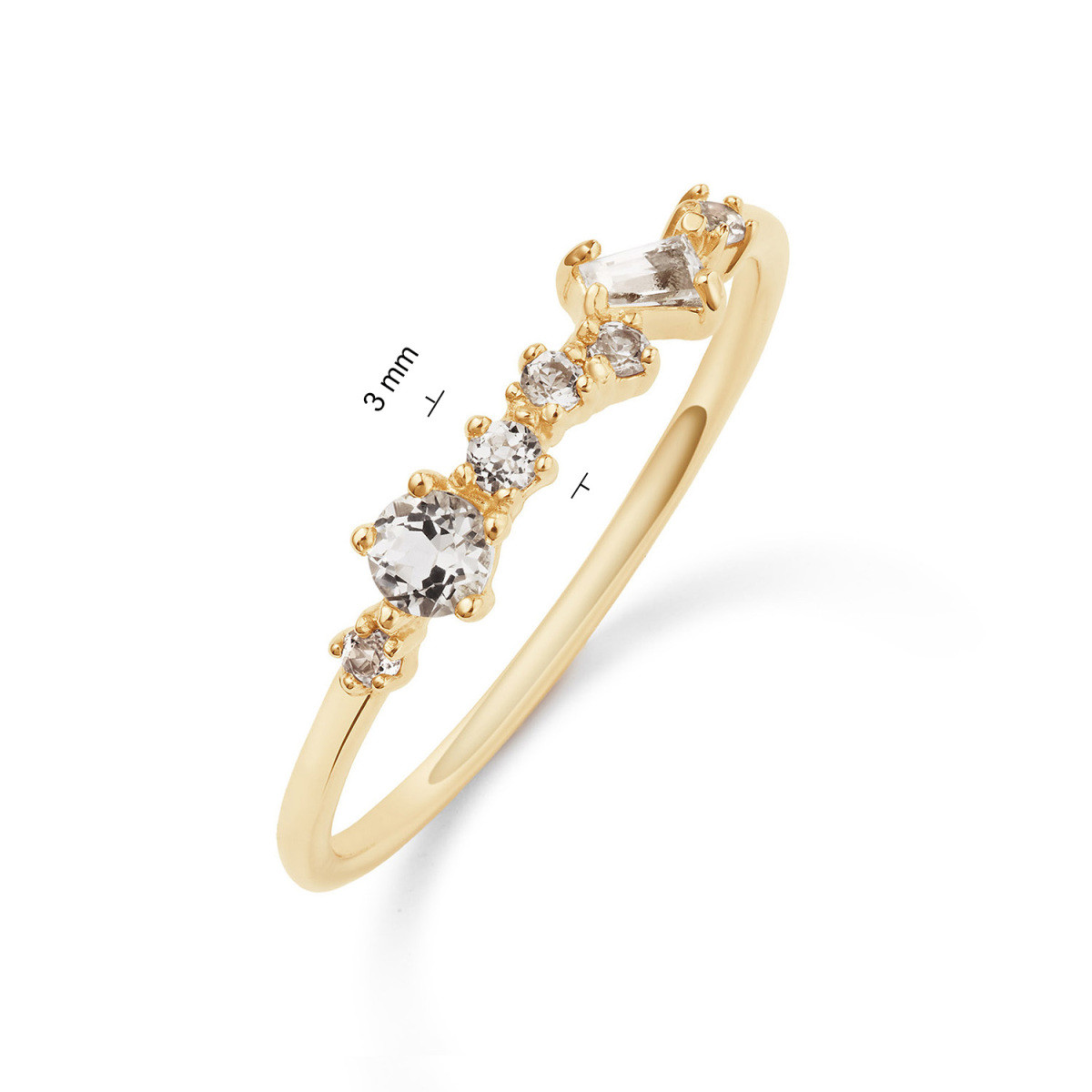 Jackie Gold Clifton JKR26.640 14-karaat gouden ring met transparante topaas stenen