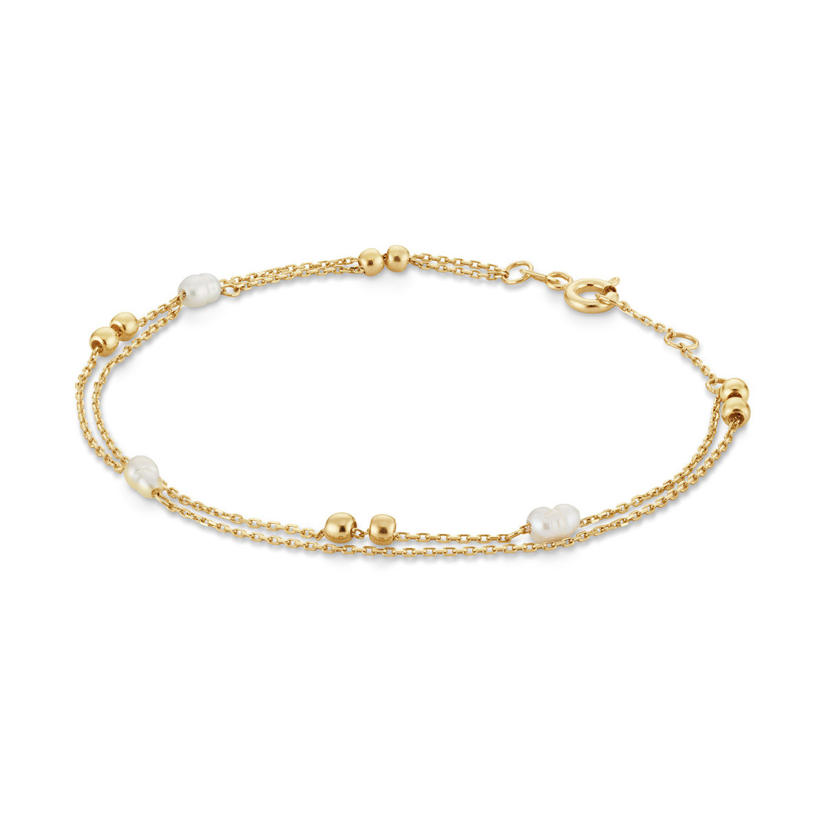 Jackie Gold Constantia Pearl JKB26.607 14-karaat gouden parel armband met bolletjes - Lengte 16-17-18 cm