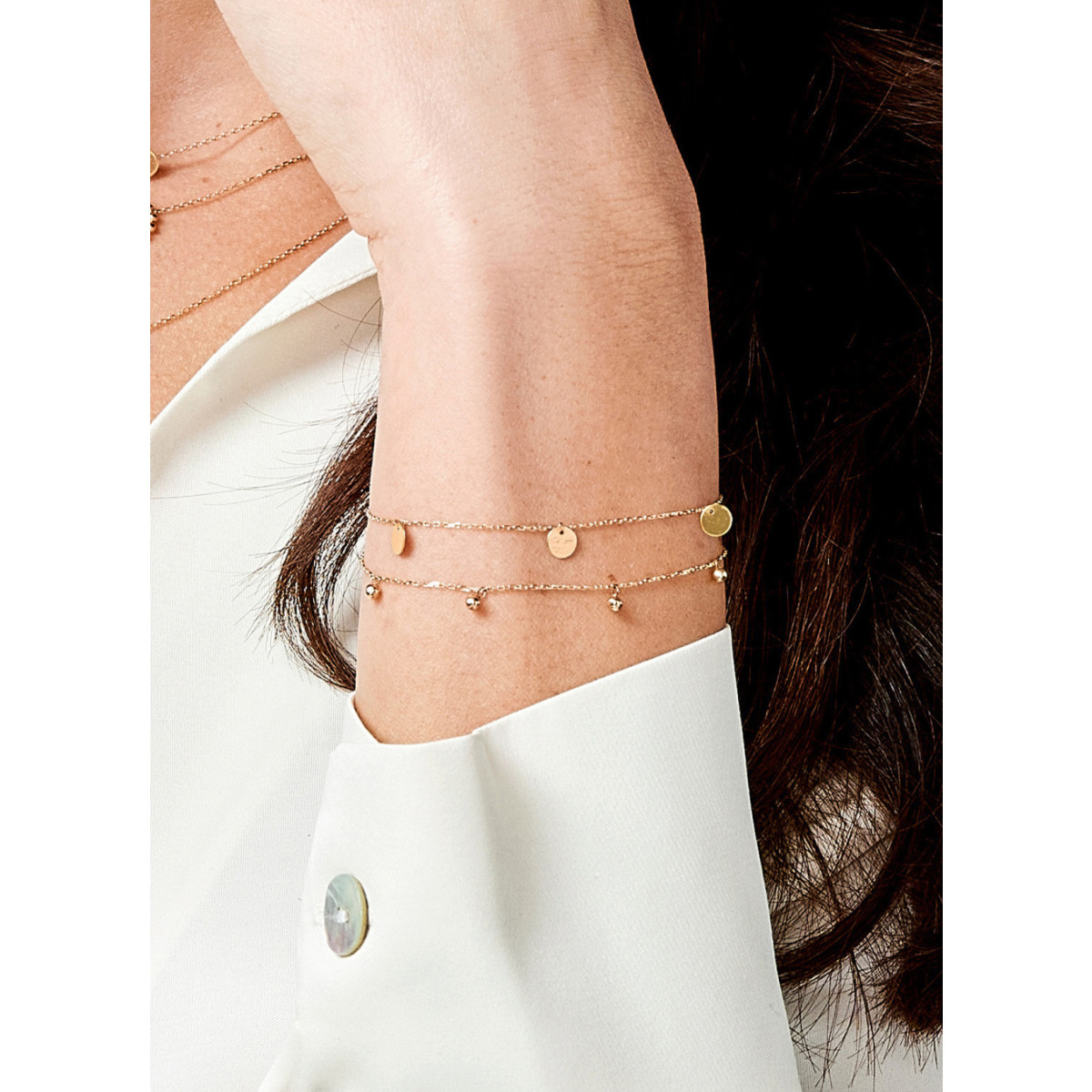 Jackie Gold Discs JKB20.045 Armband van 14 karaat geelgoud met ronde schijfjes - Lengte 16-17-18 cm