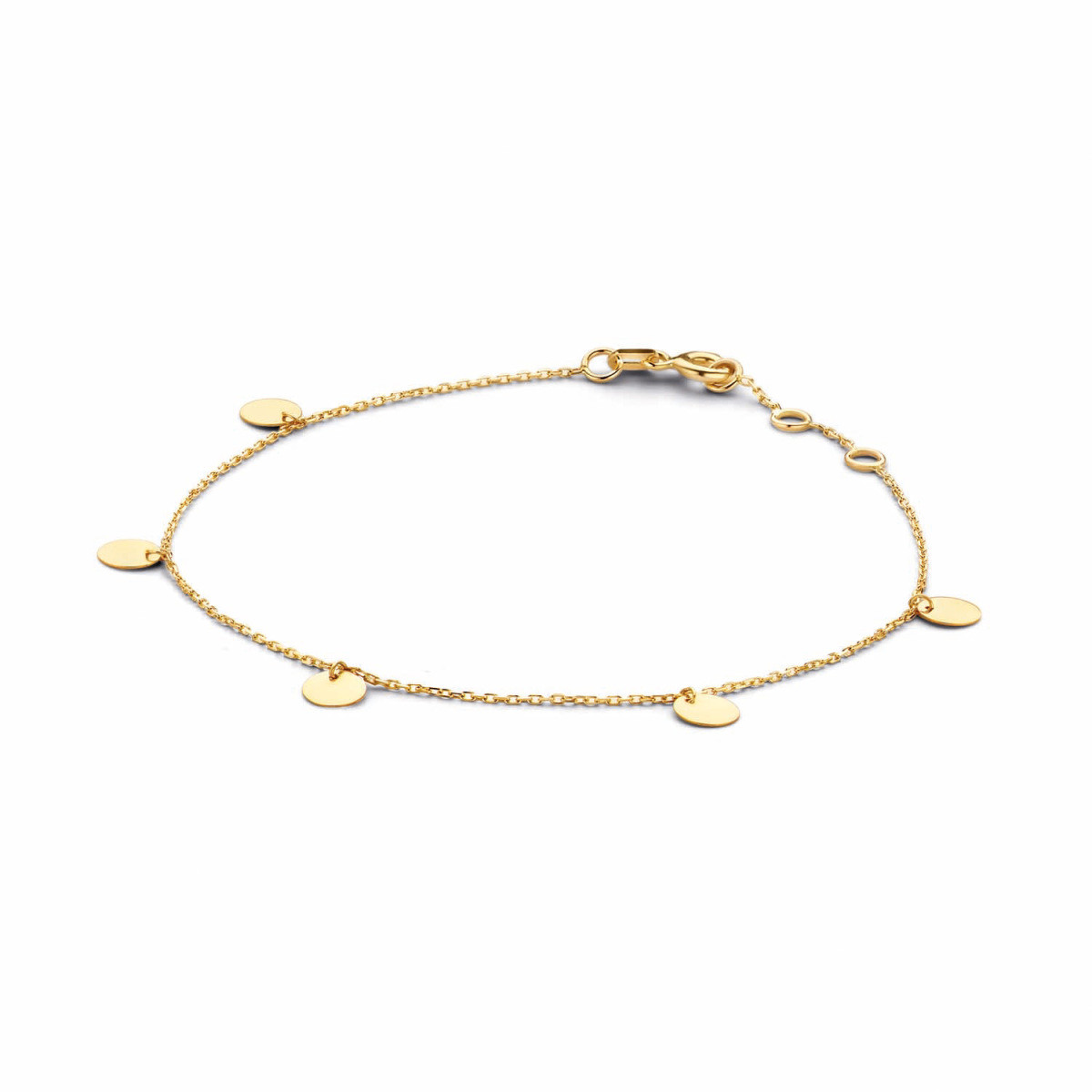Jackie Gold Discs JKB20.045 Armband van 14 karaat geelgoud met ronde schijfjes - Lengte 16-17-18 cm