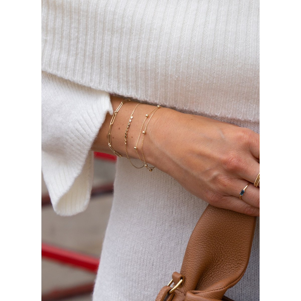 Jackie Gold Double Bubble JKB23.351 Armband van14-karaat geelgoud met ronde bolletjes - Lengte 16-17-18 cm