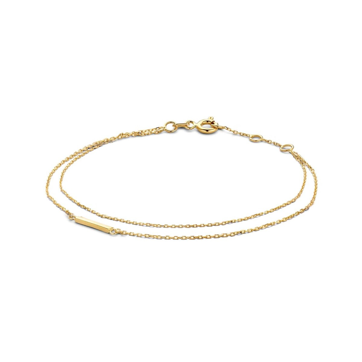 Jackie Gold Double Trouble JKB20.072 Schakelarmband met balkje van 14-karaat geelgoud - Lengte 16-17-18 cm