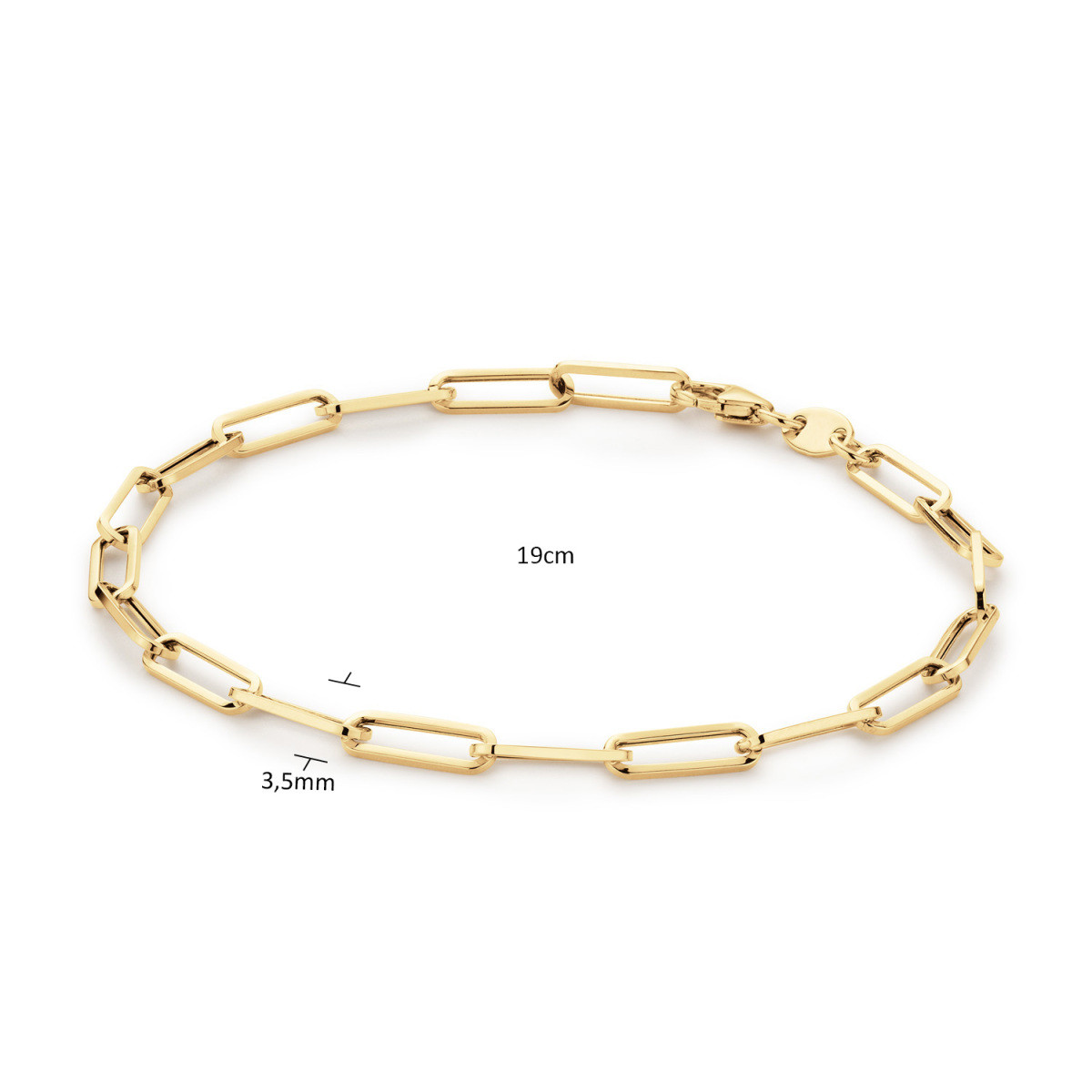 Jackie Gold Elegant Boxlink JKB25.501 Schakelarmband met paperclipschakel van 14-karaat geelgoud - Lengte 19 cm