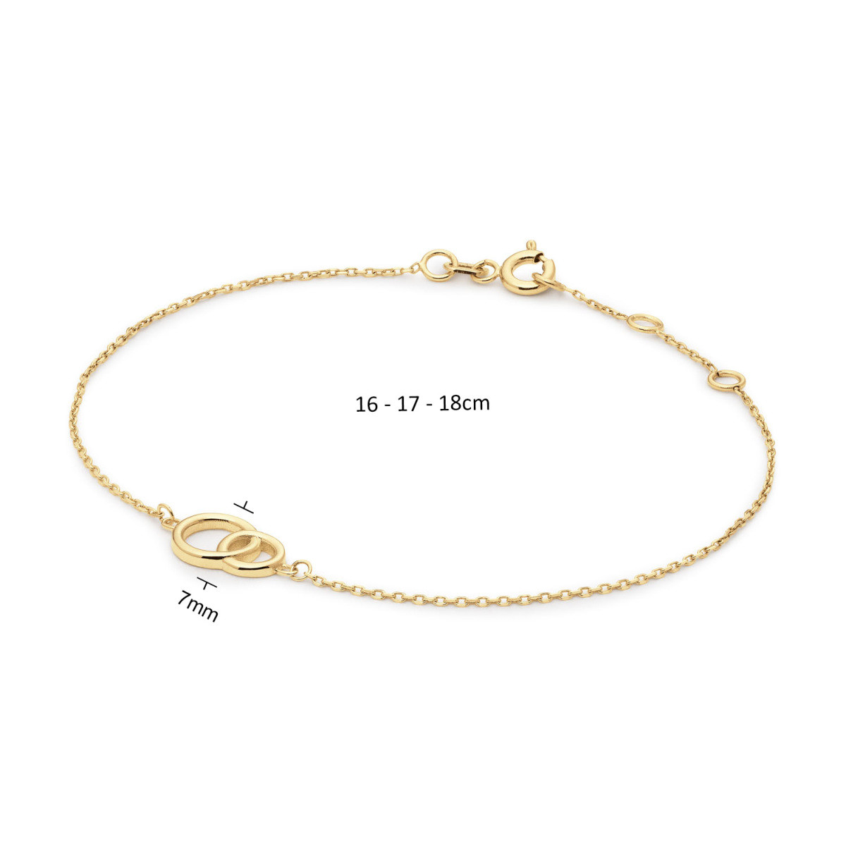 Jackie Gold Giro Doppio JKB25.408 Armband met verstrengelde cirkels van 14-karaat goud - Lengte 16-17-18 cm