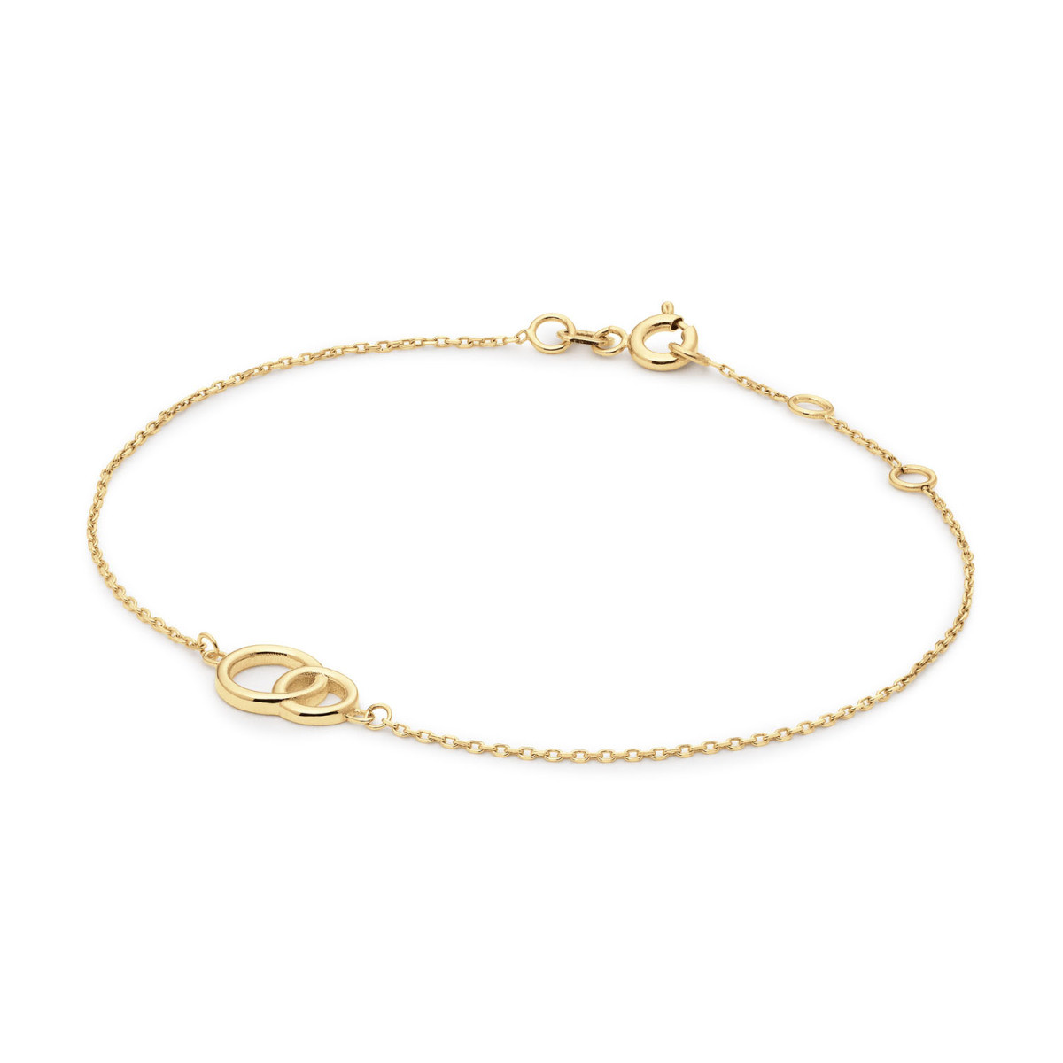 Jackie Gold Giro Doppio JKB25.408 Armband met verstrengelde cirkels van 14-karaat goud - Lengte 16-17-18 cm