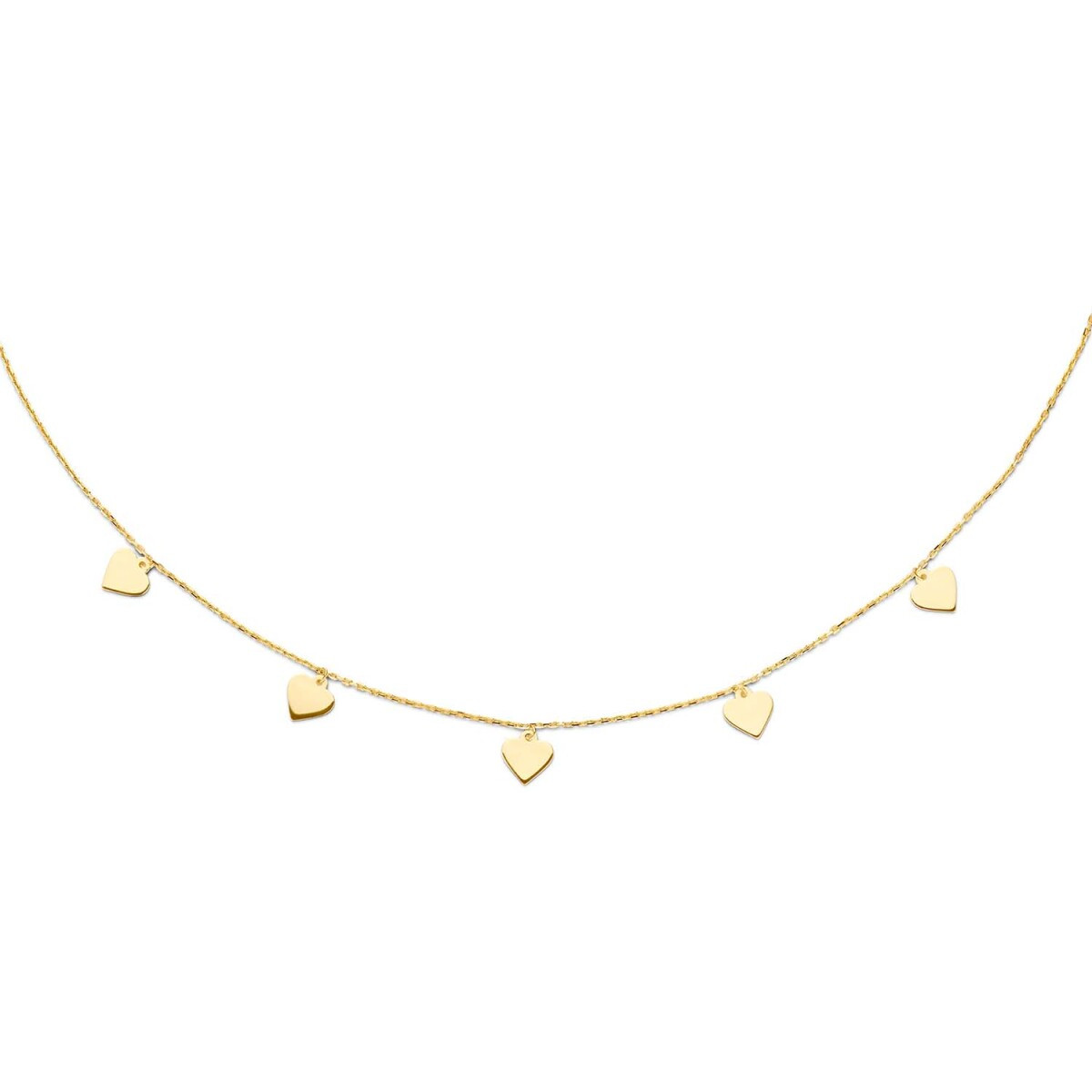 Jackie Gold Hearts JKN20.023 ketting van 14-karaat goud met hartvormige hangertjes - Lengte 40- 45 cm