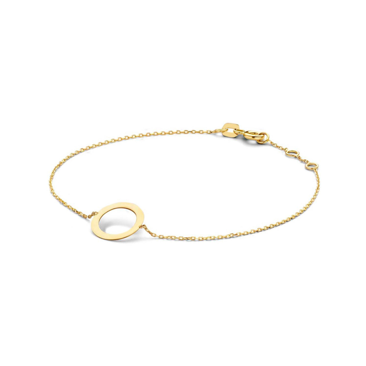 Jackie Gold JKB20.031 gouden armband met open rondje 12 mm breed - Lengte 16-17-18 cm