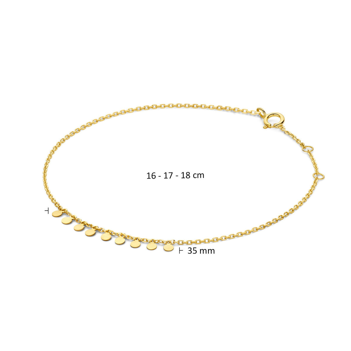 Jackie Gold JKB23.352 14-karaat gouden armband met ronde hangers - Lengte 16-17-18 cm