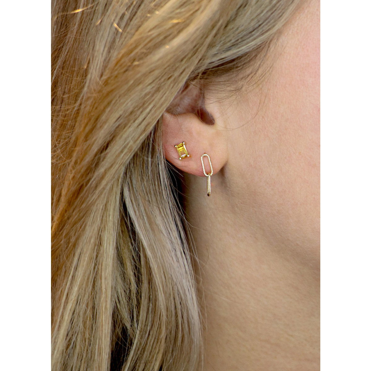 Jackie Gold JKE20.079 gouden oorhangers met ovale gedraaide schakels 6 mm breed - Hoogte 40 mm