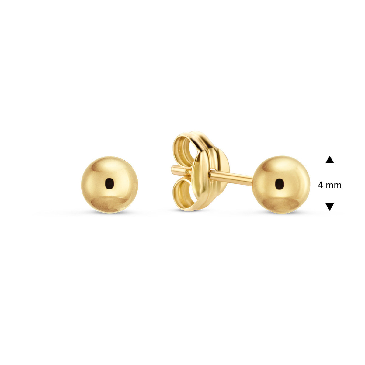 Jackie Gold JKE20.084 14-karaat gouden oorknopjes rond glanzend - Diameter 4 mm