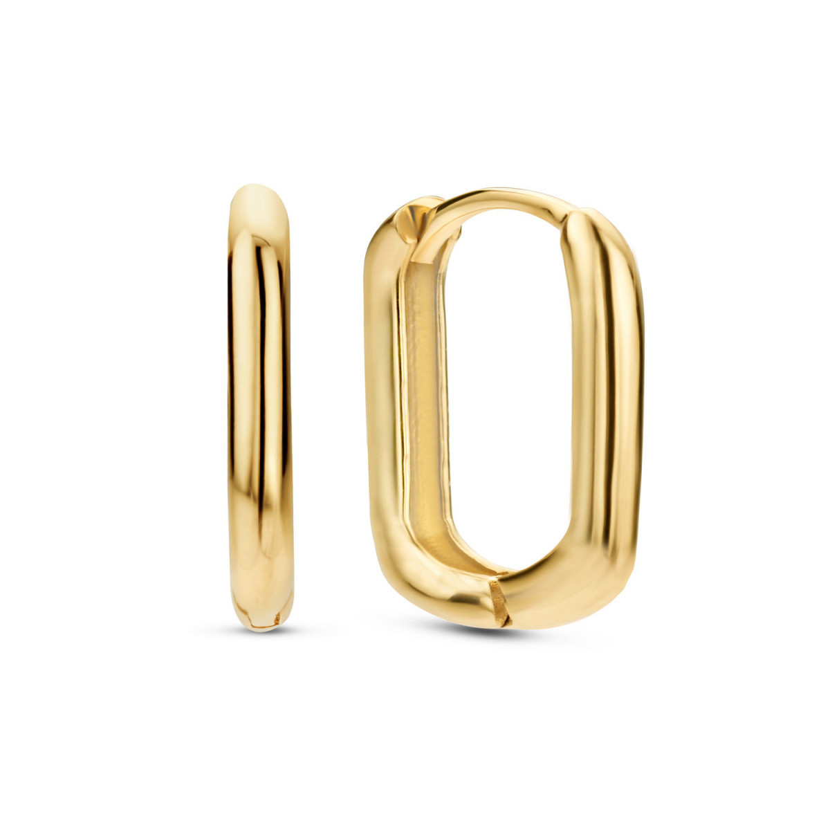 Jackie Gold JKE22.257 14-karaat gouden ovale oorringen - 14 mm x 2 mm