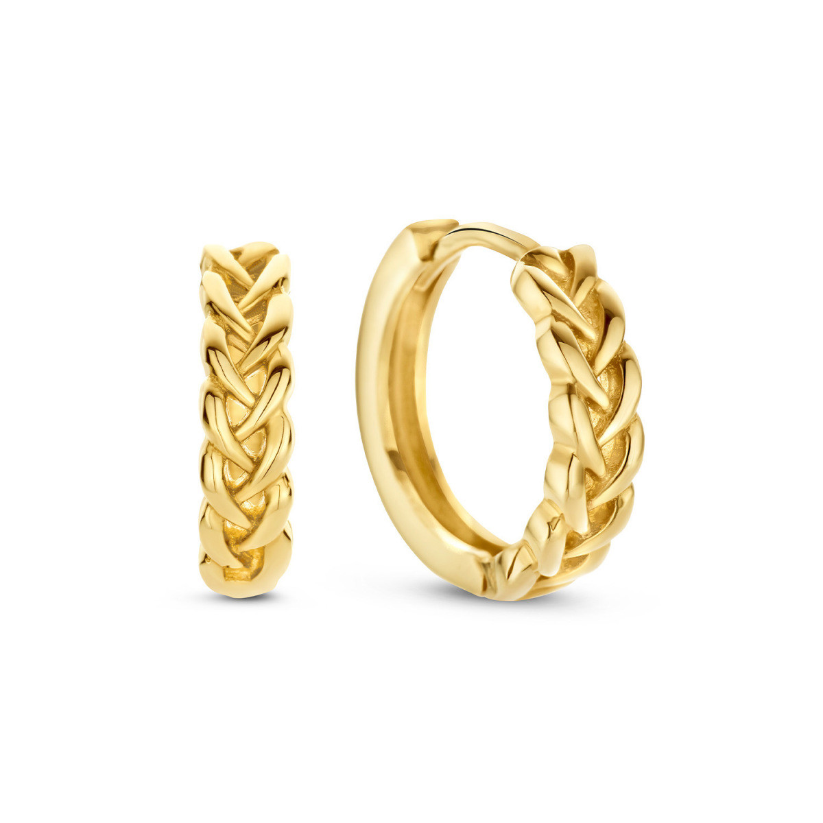 Jackie Gold JKE23.264 14-karaat gouden oorringen met gevlochten patroon - Diameter 12 mm