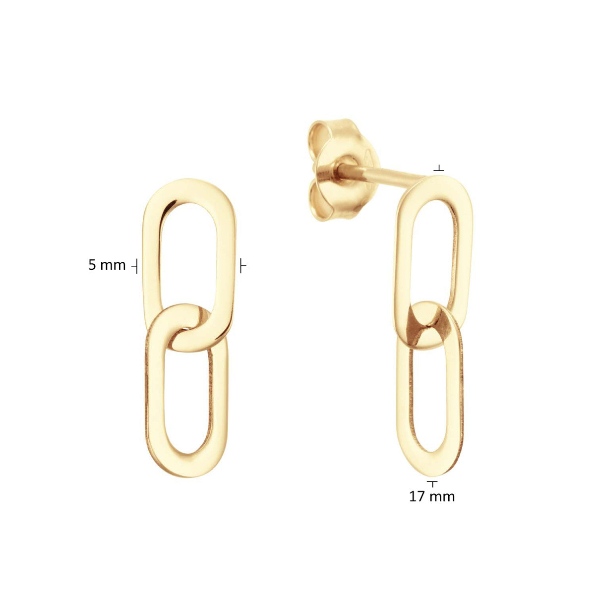 Jackie Gold JKE24.462 14-karaat gouden schakeloorbellen ovaal en glanzend - 17 mm x 5 mm
