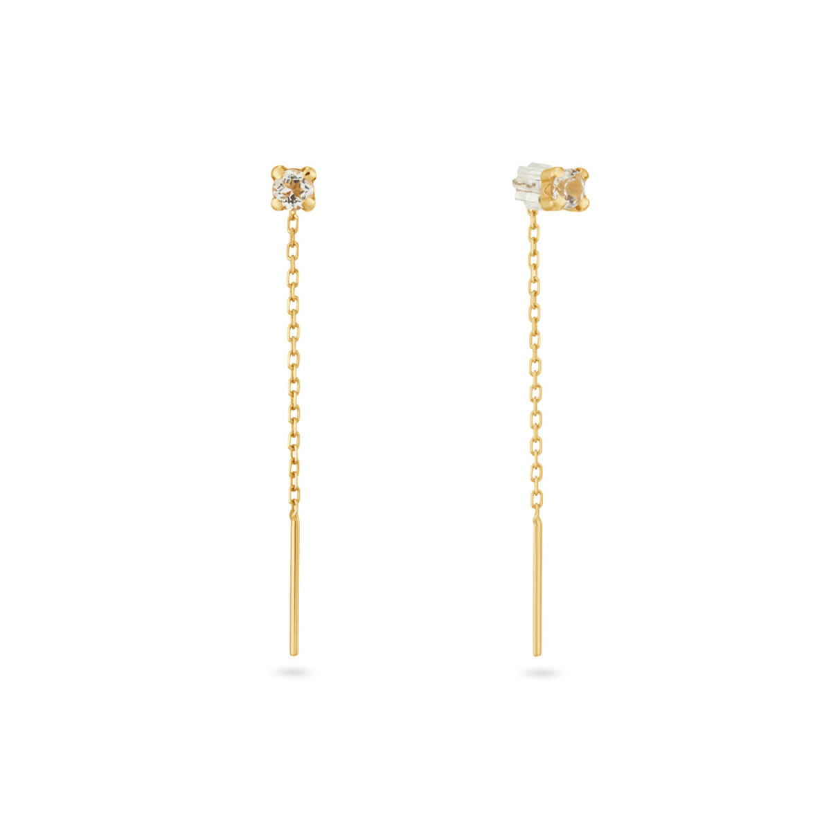 Jackie Gold JKE25.567 14-karaat gouden oorhangers met transparante topaas - 22 x 3 mm