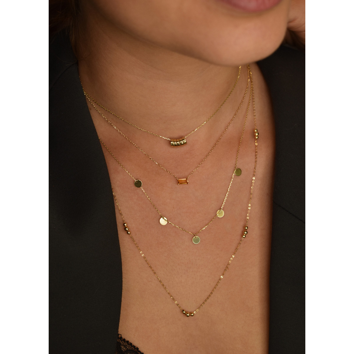 Jackie Gold JKN20.022 14-karaat gouden ketting met bolletjes 1 mm breed - Lengte 60 cm
