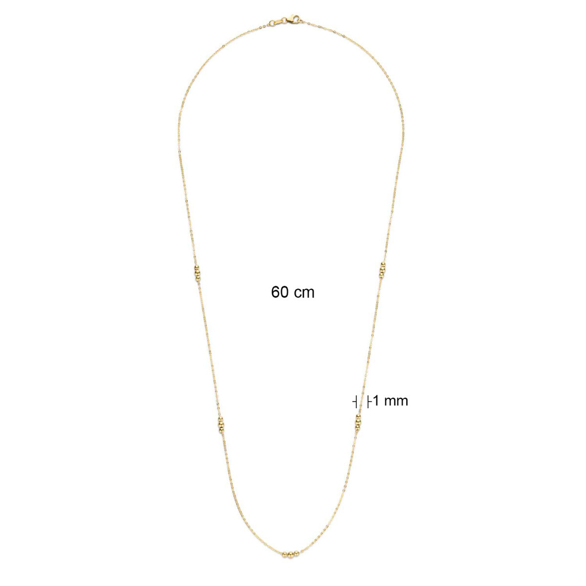 Jackie Gold JKN20.022 14-karaat gouden ketting met bolletjes 1 mm breed - Lengte 60 cm