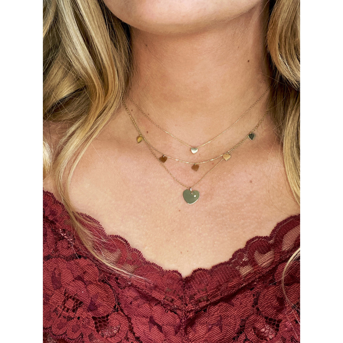 Jackie Gold JKN20.047 14-karaat gouden ketting met hartje van 1 mm - Lengte 40-42-45 cm