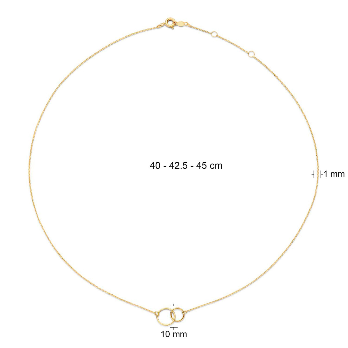 Jackie Gold JKN20.048 14-karaat gouden ketting met infinity hanger - Lengte 40-42.5-45 cm